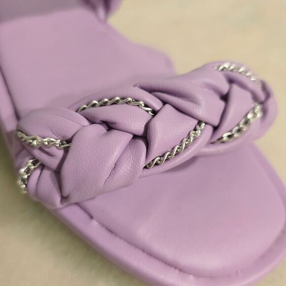 BCBGeneration Taneka Slide Sandal  With Chain Woven Links Size 7.5 in Lavender - Picture 2 of 8